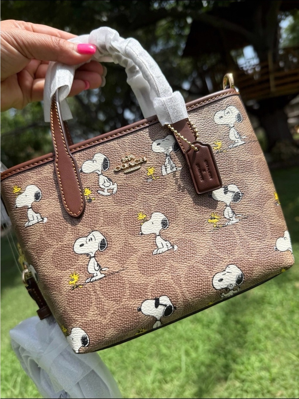 Coach Brown Peanuts Snoopy Mini Tote - Picture 2 of 6